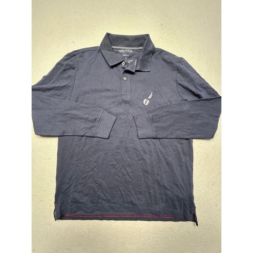 Nautica Polo Shirt Cotton Blend Navy Blue L Mens